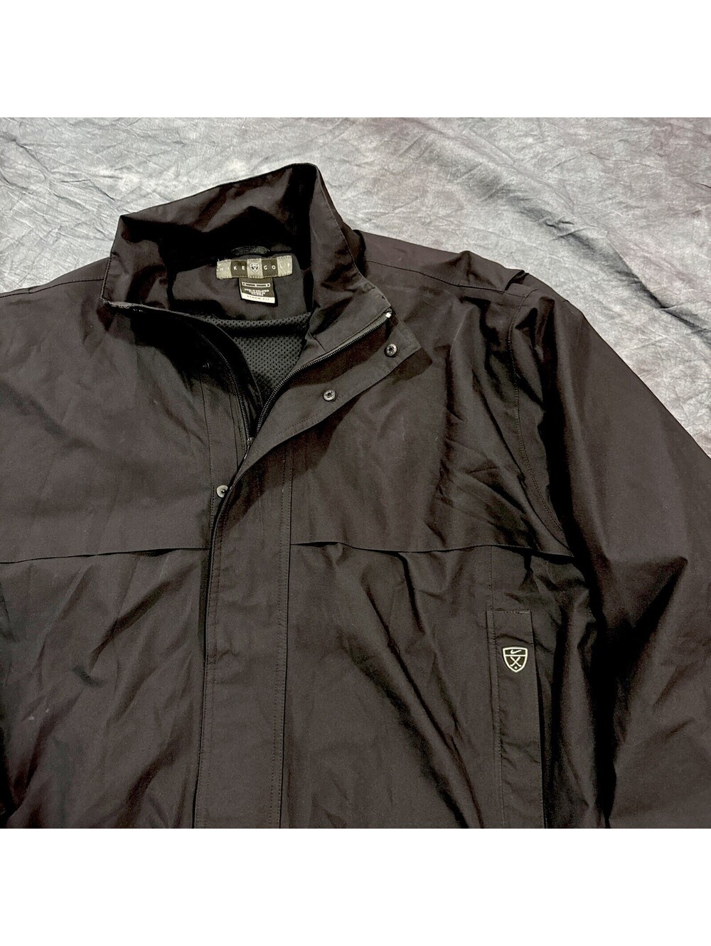NIKE GOLF Storm-Fit Lined Jacket Men's Size Large L Zip Up & Snap Midnight BLACK